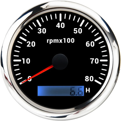 ELING 85mm Auto Marine Tachometer RPM Meter Gauge 3K 4K 6K 7K 8K REV Counter LCD Hourmeter with 7 Backlights 12V 24V
