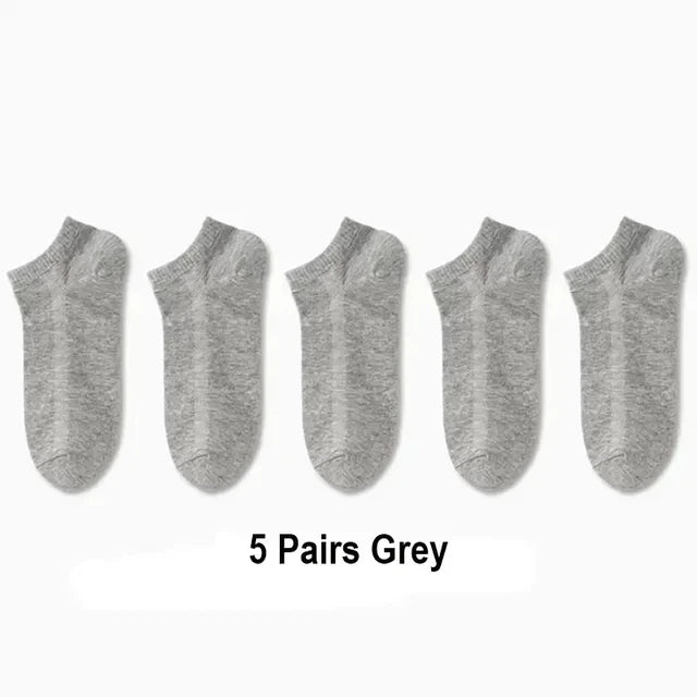 20/10/5 Pairs  Women/Men Boat Socks Black White Grey Cotton Summer No-show Ankle Socks Solid Color Casual Breathable