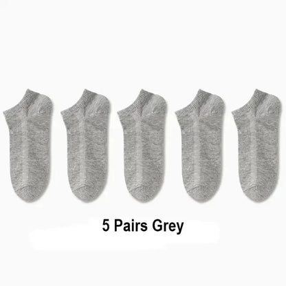 20/10/5 Pairs  Women/Men Boat Socks Black White Grey Cotton Summer No-show Ankle Socks Solid Color Casual Breathable