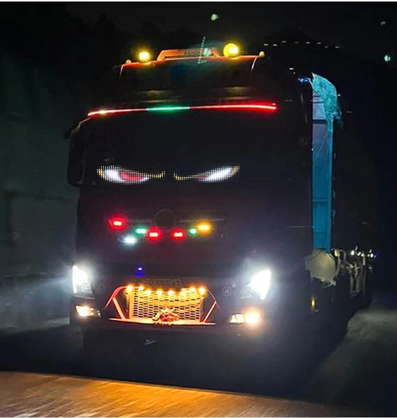 LED Truck Car Devil Eye Dynamic Pixel Panel Light Soft Foldable Lighting Scrolling 12V 24V For Board Windshield APP Remote
