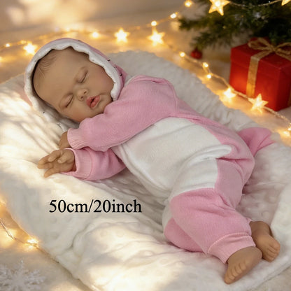 BZDOLL 20 Inch 3D Skin & Veins 50 CM Fat Reborn Asleep Baby Doll Cloth Body Vinyl Limbs Lifelike Birthday Gift