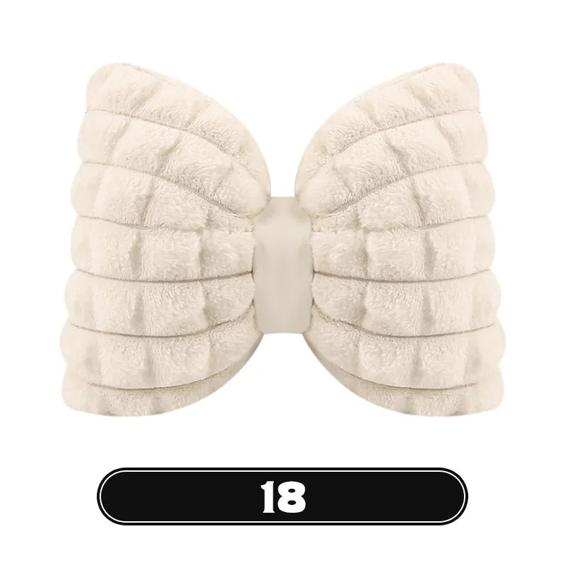 Bowknot Women's Car Seat Cover Winter Plush Warm Girl Cute Car Cushion Pink Bow Headrest Waist Car Interior Accessories