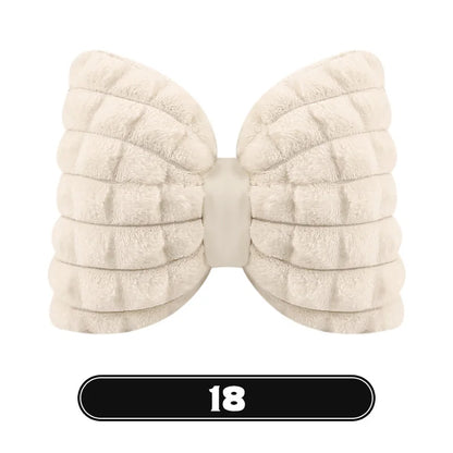 Bowknot Women's Car Seat Cover Winter Plush Warm Girl Cute Car Cushion Pink Bow Headrest Waist Car Interior Accessories