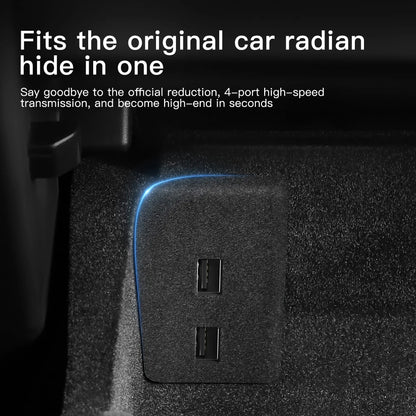 YZ Glove Box Docking Station For Tesla Model 3 Y Juniper Highland Quick Charger 4 USB Shunt Hub Flocking Adapter Powered Splitte