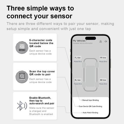 2026 Bluetooth External Tire Pressure Monitor BT TPMS Sensor For Motorcycle Car Van RV and Truck APP View 6 Major Abnormal Alarm