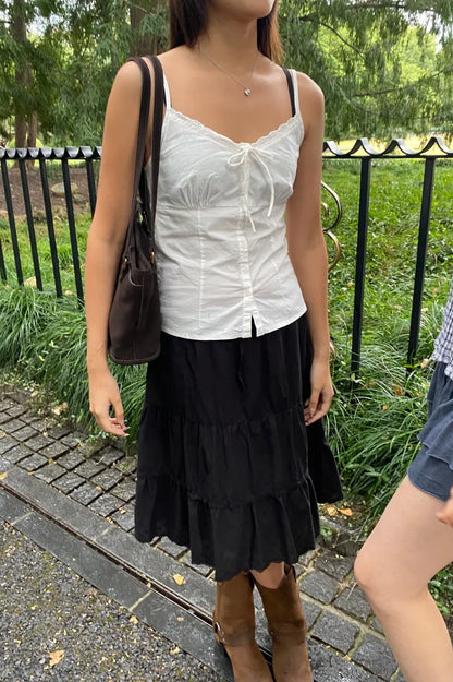 Brandy Melville Pure Cotton Three-Button Base Layer Vest Sweet Style V-Neck Sleeveless Tank Top for Women Spring Summer
