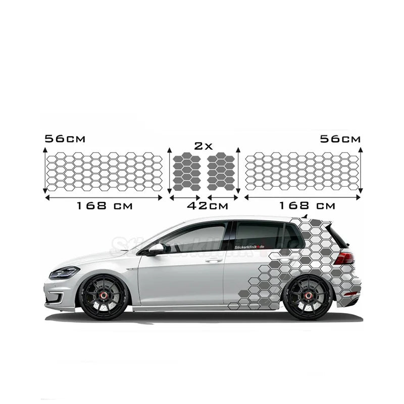 Honeycomb Side Door Back Sticker Fender Car Sticker Universal Hexagon Design Vinyl Stickers Decal Ade Kit