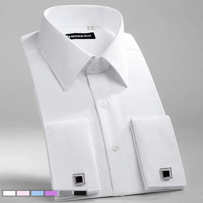 Business dress shirt, men's long sleeved light blue twill slim fit bank work uniform, simple and classic quality shirt