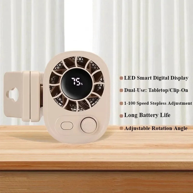 Eary Portable Car Clip On Fan With 1800mAh 360 Rotate 100 Speeds Wind Adjustable USB Rechargeable Summer Cooler Fan Car Electric