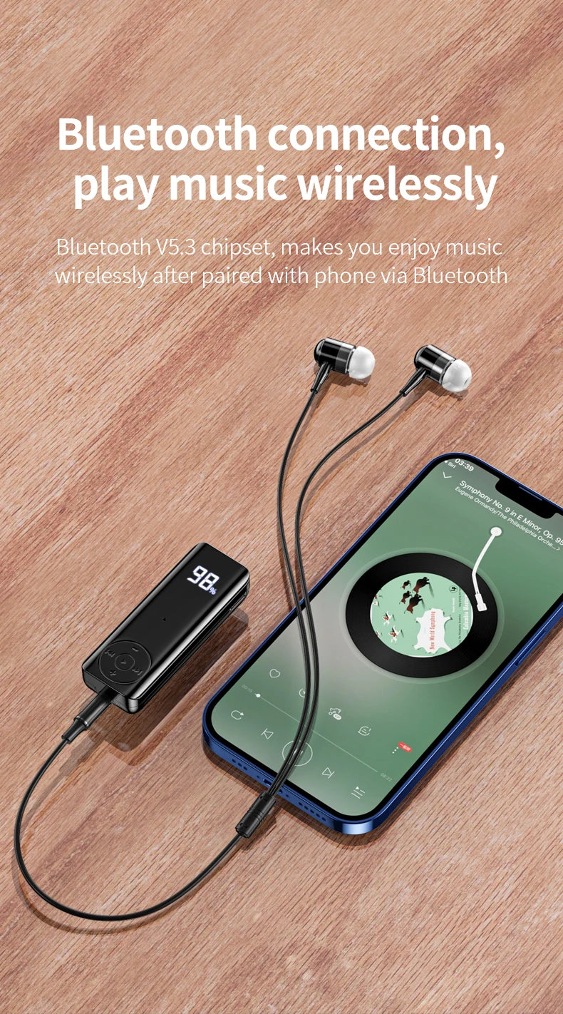 Bluetooth 5.3 Receiver Adapter Wireless Audio Adapter 3.5mm AV/AUX Jack ANC+ENC Active Noise Reduction Reciever For Car PC
