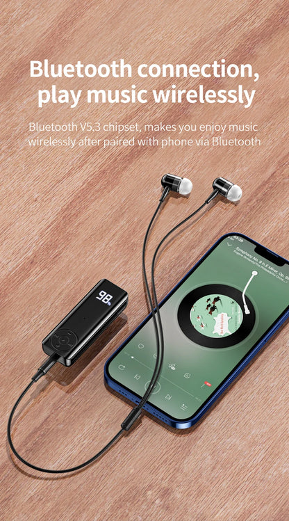 Bluetooth 5.3 Receiver Adapter Wireless Audio Adapter 3.5mm AV/AUX Jack ANC+ENC Active Noise Reduction Reciever For Car PC