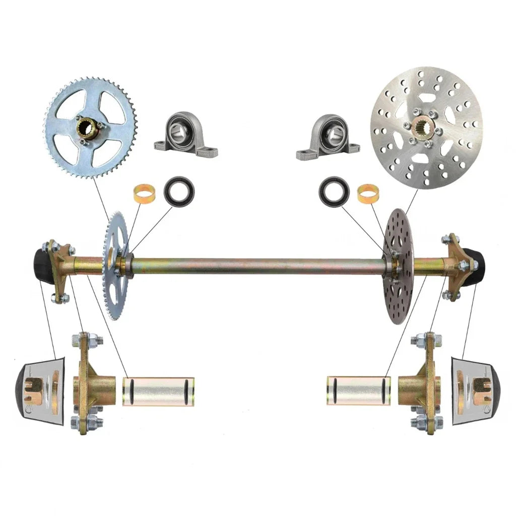 TDPRO Karting Accessories Go Kart DIY Rear Axle Assembly Wheel Hub Kit with 2pcs 4.10-6 Wheels For Mini Kids ATV QUAD Buggy