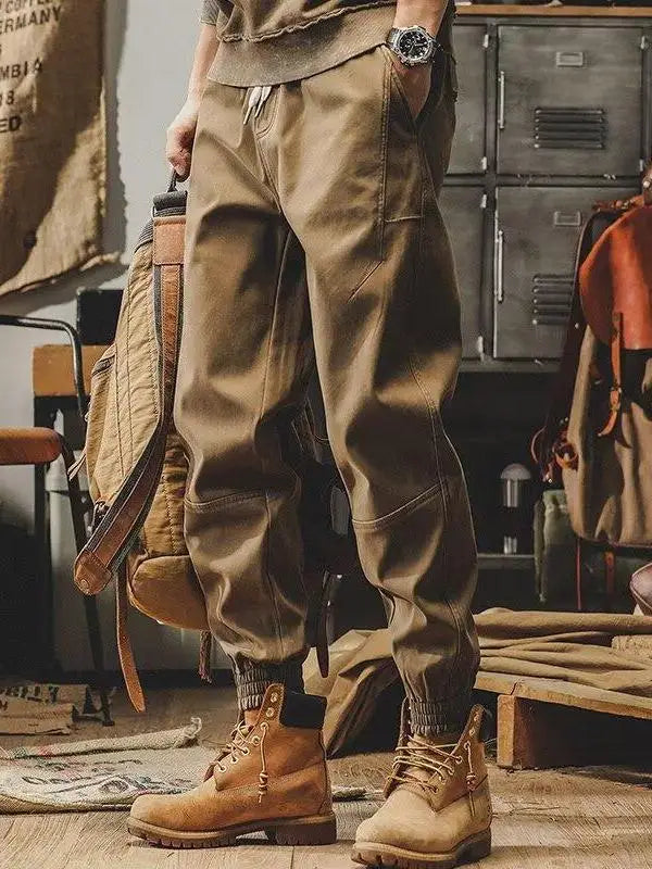 American Style Vintage Workwear Pants Men's Autumn Winter Loose Cuffed Heavy Duty New Casual Trousers Versatile Long Pants