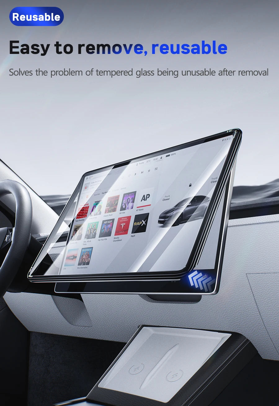 2-in-1 BJBT Tempered Glass Screen Protector for Tesla Model 3 Y Juniper Accessories 2025 2026 Case With Protective Frame