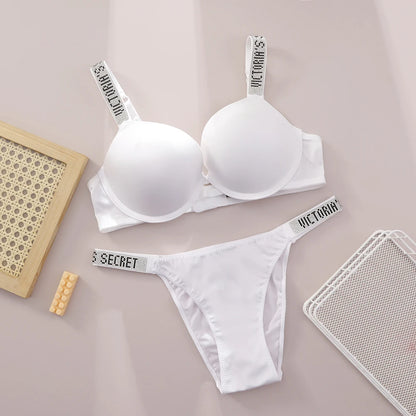 V Bra Panty Set Women Lace Push Up Bralette Seamless Comfortable Breathable Lingerie Home Wear Set Lingerie Set Underwear Set