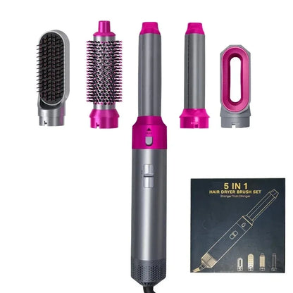 1000W Professional 5-in-1 Hair Dryer Set with Hot Comb Curling Iron Hair Straightener - Complete Styling Tool Kit for Household