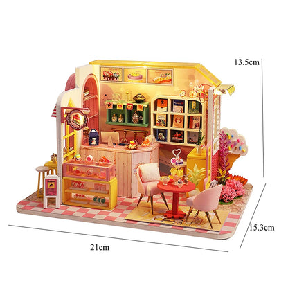 Wooden Dollhouse Kit Handmade Building Model Flower Garden 3D Puzzle Assembly Toy Miniature Doll House With Furniture Lighting