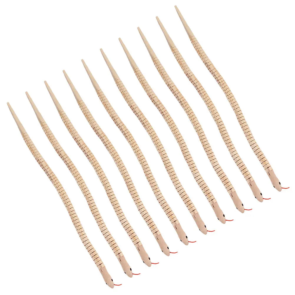 10Pcs Wooden Blank Snake Unfinished DIY Craft Painting Kit Flexible Wiggle Snake Sensory Learning Decor Gift for Kids