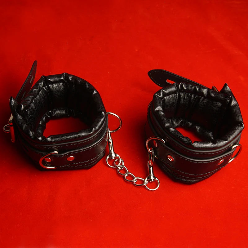 3PCS BDSM Set Kit,Thick Padded Sex Collar Handcuffs Ankle Cuffs Bondage Restraints,Adult Games for Couples