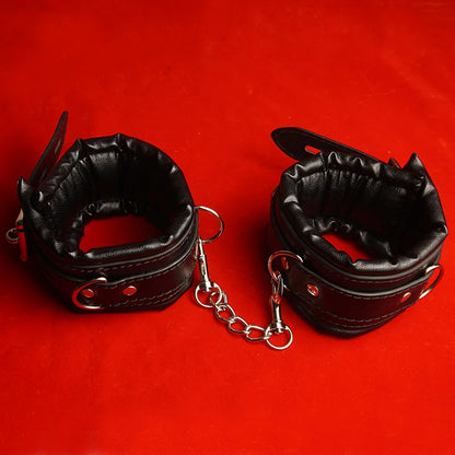 3PCS BDSM Set Kit,Thick Padded Sex Collar Handcuffs Ankle Cuffs Bondage Restraints,Adult Games for Couples