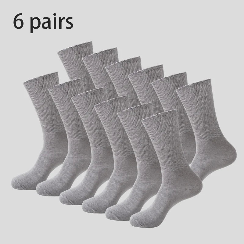 6Pairs Comfortable and Supportive Diabetic Socks for Men Moisture wicking Fabric Non-binding Top business socks
