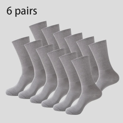 6Pairs Comfortable and Supportive Diabetic Socks for Men Moisture wicking Fabric Non-binding Top business socks