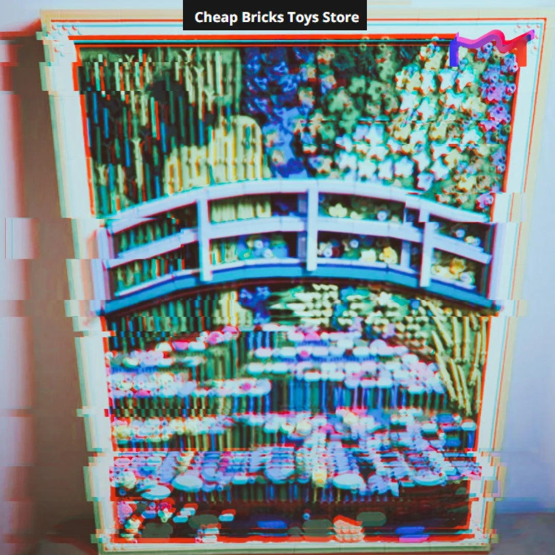 3179pcs  Paintings Model Water Lily Pond and Japanese Arch Bridge Assemble Toy Cheapest Building Blocks for Adults Gifts A