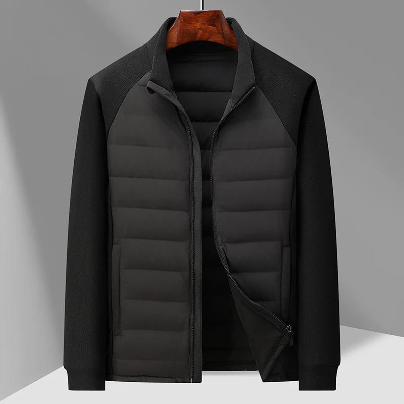High-quality winter fashion, cool and lightweight hoodie, long-sleeved stand-up collar down jacket with 90% down content