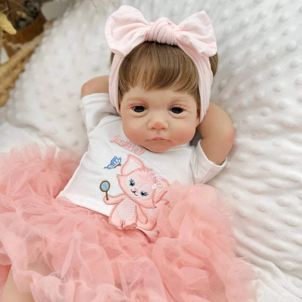 AONPENG 48CM Lifelike Reborn Baby Doll Toy 19inch Vinyl Limbs Cloth Body Lovely Handmade Birthday Gift for Girls