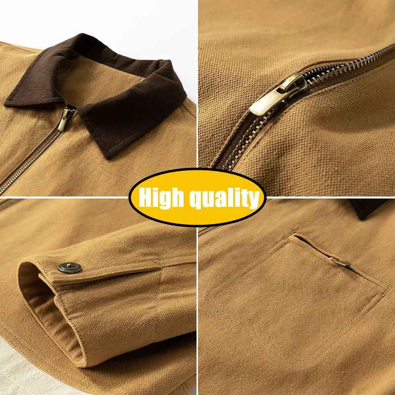 Trendy Men's Jackets Autumn Casual Vintage Style Denim Jacket Zipper Pocket Windproof Coat Male Casual Camping Baseball Jacket