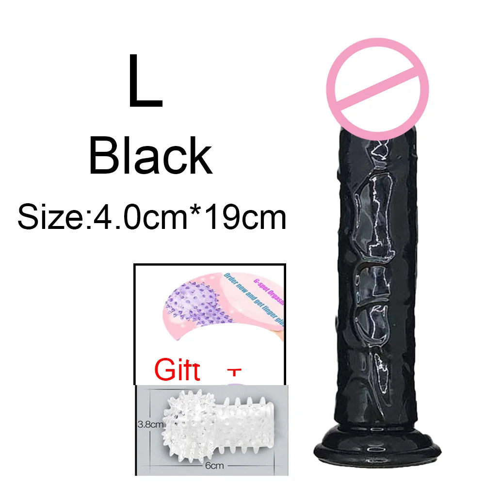 Cheap Women Erotic Anal 5 Colors Big Transparent Dildo Suction Cup Jelly Dick Sex Toys Soft Clitori Vaginal Masturbators Penis