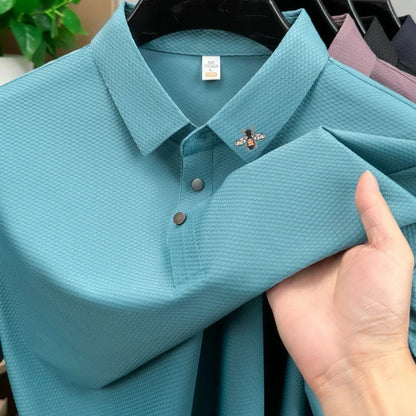 Luxury Men Short-Sleeved Polo Shirt Lapel Button Slit Hem Embroidery Designer Edition Korean-Style Leisure Fashion Men'sClothing