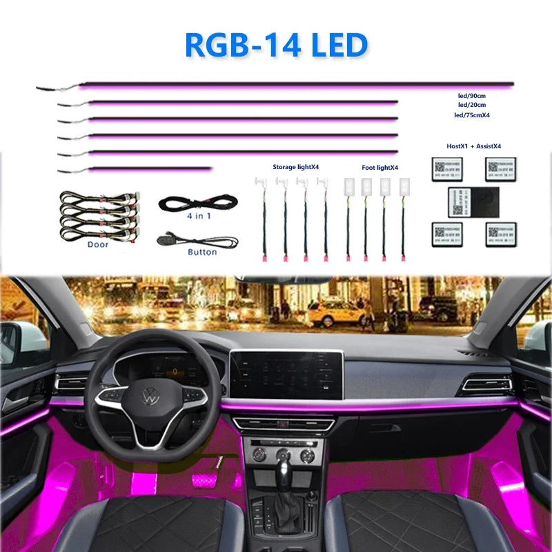 For BMW Only Neon Car Ambient Lights Full 213 Colors Streamer RGB LED Interior Hidden Ergonomic Strip For F10 F20 F30 G20 G30