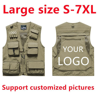 Custom Logo Men's Fleece Vest Winter Warm Sleeveless Jacket Casual Outdoor Sports Waistcoat Male Plus Size 7XL Brand Clothing