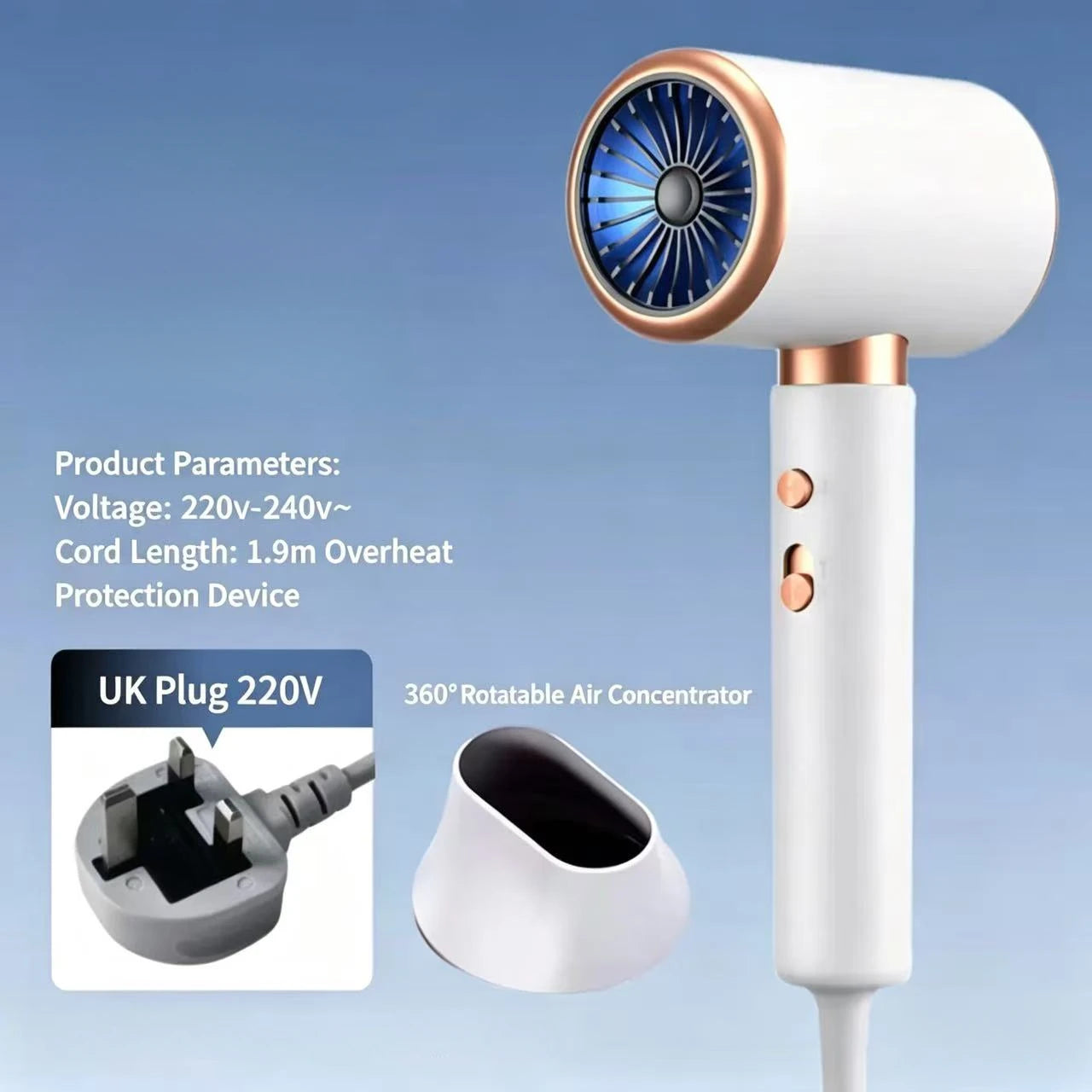 2400W High-Power 15 Second Fast Drying Negative Ion Constant Temperature Hot And Cold Air High-Speed Hair Dryer EU/US/UK Plug