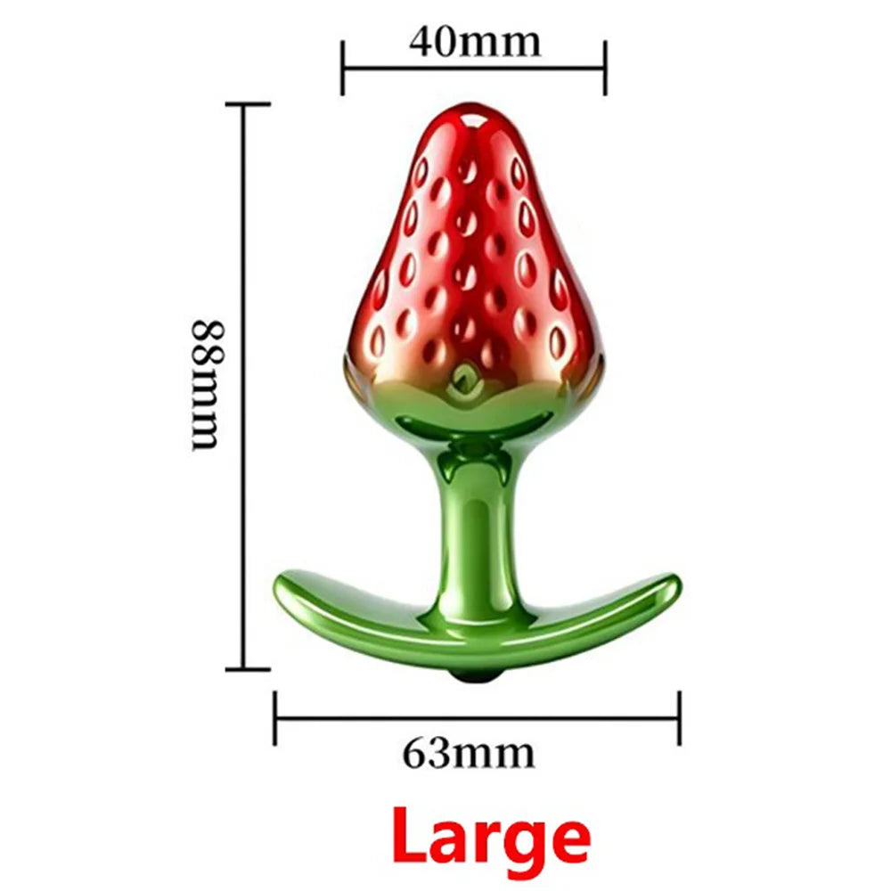 Strawberry Metal Anal Beads Butt Plug Set Small Medium Large Wearable Anal Plug Jewelry Anal Sex Toy For Man Woman