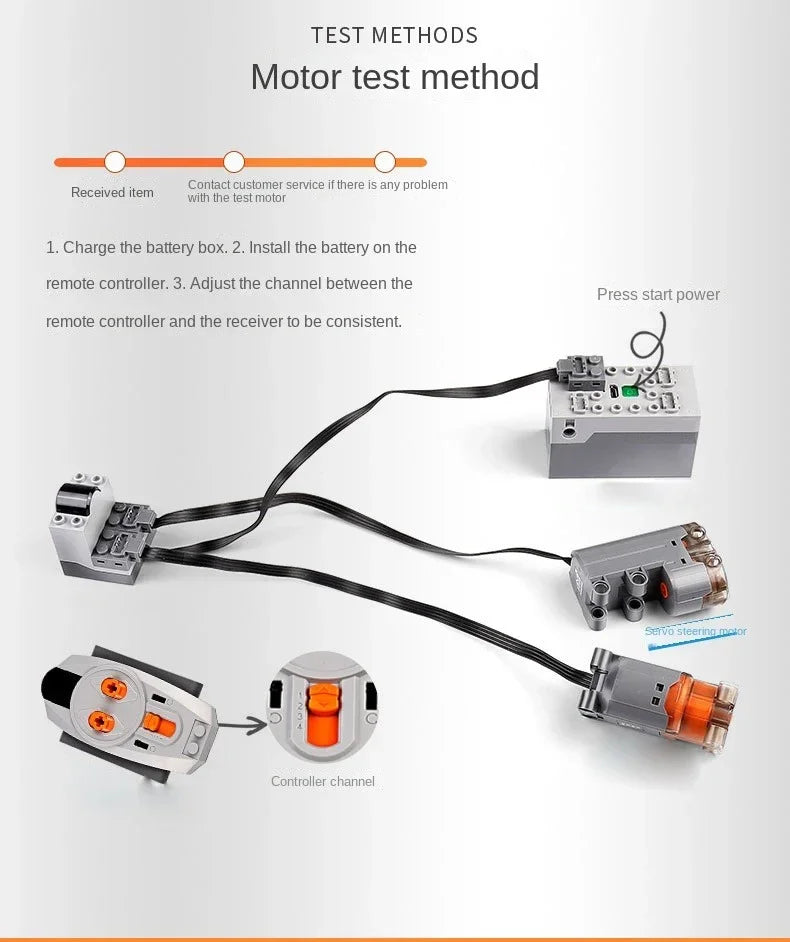 MOC Power Functions Parts Technical Servo Train Buggy M Motor 8883 Modified IR Remote Power Group Sets Lithium Battery Box 9686