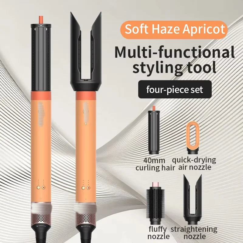 Professional 6 in 1 Cold Hot Air Styling Brush Hair Dryer Curling Iron Straightener Flat Iron 1700W Fast Dry Voluminous Waves