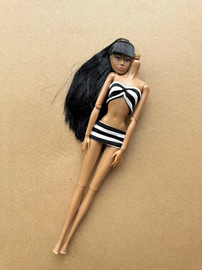 1/6 Scale Multi-jointed Fashion Doll Heads with Bangs Pony Tail Super White Beige Dark Brown Skin Tone PP Doll Figures for Colle