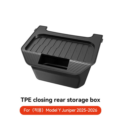 YZ For Tesla Model 3 Higland Y Juniper 2026 Rear Trash Can Storage Box With Cover Car Speical Organizer Umbrella Box Accessories