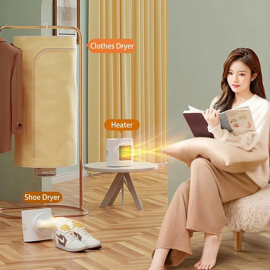 Portable Folding Clothes Dryer | Compact Hanging Drying Rack, Travel-Friendly Laundry Helper, Quiet Operation for Apartment.
