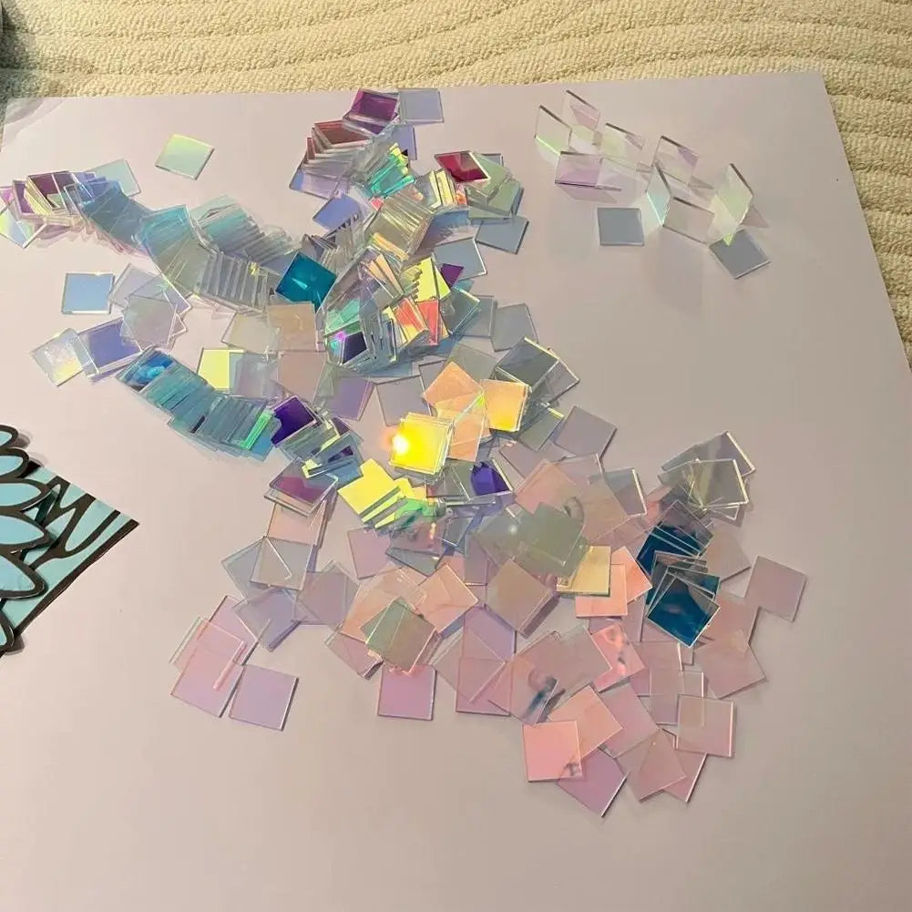 2X2/3X3cm 100-300PCS Mini Holographic Acrylic Blocks DIY Wall Decorations Reflective Acrylic Sheet Home Decoration Crafts Wall D