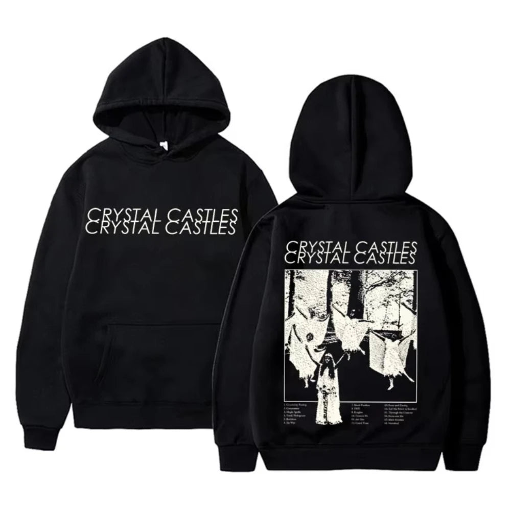 Vintage Crystal Castles Band Hoodies Men Women Gothic Punk Rock Hooded Sweatshirt Male Fashion Loose Oversized Pullover Hoodies