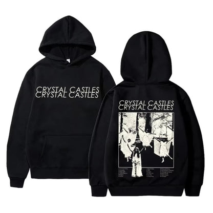 Vintage Crystal Castles Band Hoodies Men Women Gothic Punk Rock Hooded Sweatshirt Male Fashion Loose Oversized Pullover Hoodies