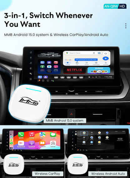 MMB Max Ultra Android 15 TV Box Ultra WiFi6 SM6350 8-Core For Netflix Play Store GPS WiFi/SIM Card Wireless Android Auto CarPlay