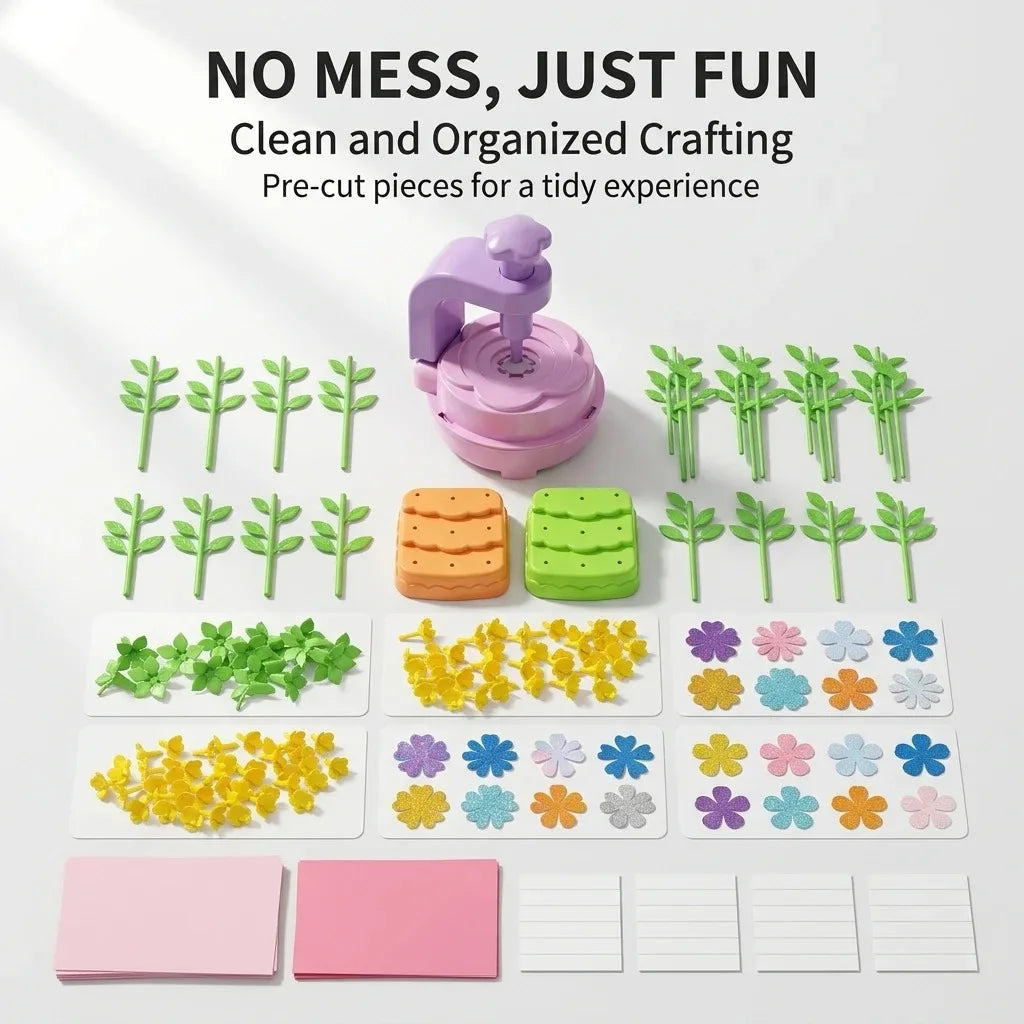 New Flower Press Craft Toy – Creative DIY Handmade Flower Arrangement Machine for Kids, Perfect Gift for Girls