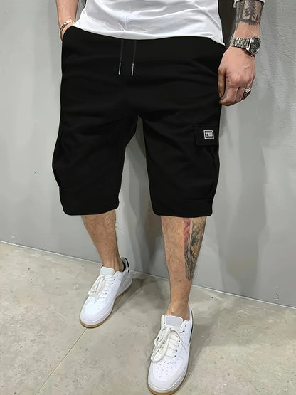 Men's Army Green Cargo Shorts Drawstring Waist Loose Fit Multi Pocket Shorts Men Summer Streetwear Casual Knee Shorts