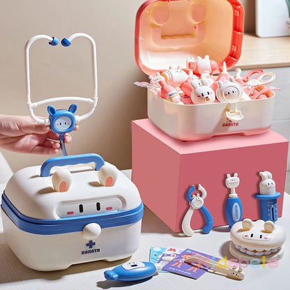 Rabbit Doctor Play Set for Kids Medical Kit Pretend Play Dentist Nurse Role Play Toy with Stethoscope Educational Learning Gift