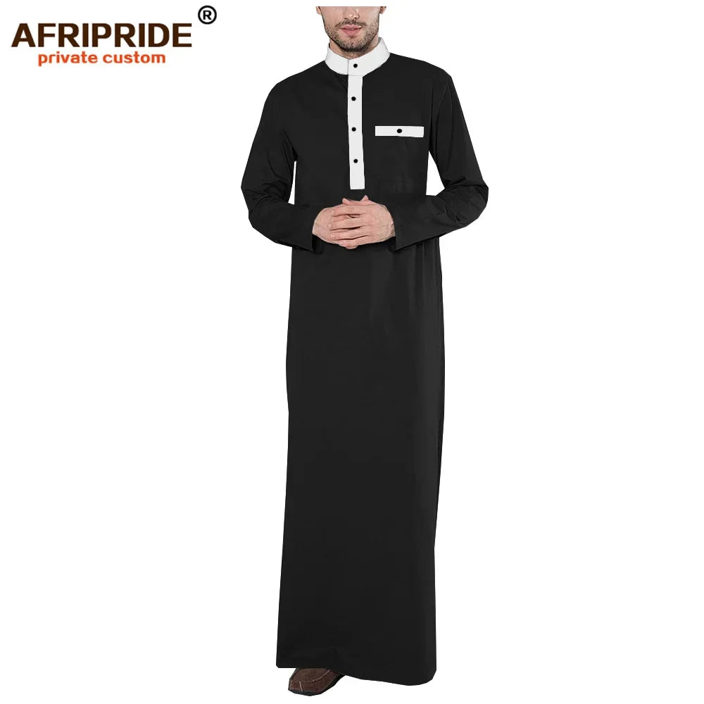 2026 Spring New Men's Jubba Thobe AFRIPRIDE Tailor Made Full Sleeves Single Breasted 100% Cotton Jubba Thobe for Men A1914001