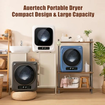 Portable dryer for apartment laundry, stainless steel tub, white, 12lbs capacity with 6 drying modes and LED control panel